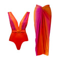2Piece Deep V Swimsuit With Long Skirt Women Sexy Swimwear LADYLYS