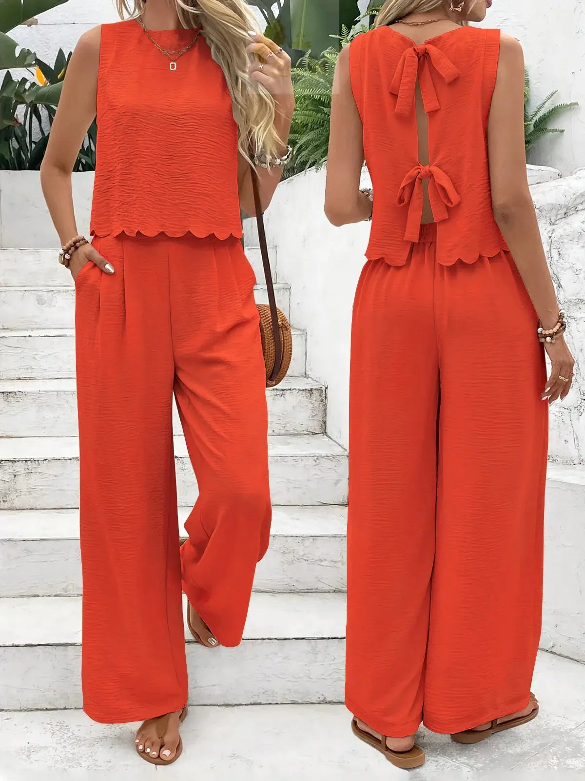 Summer New Women's Fashion Sleeveless Tank Top Casual Pants Set LADYLYS