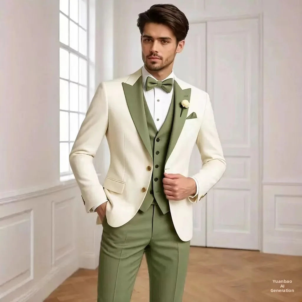 Men's Tailored Suit Three-Piece Set Casual Wedding Groomsmen LADYLYS