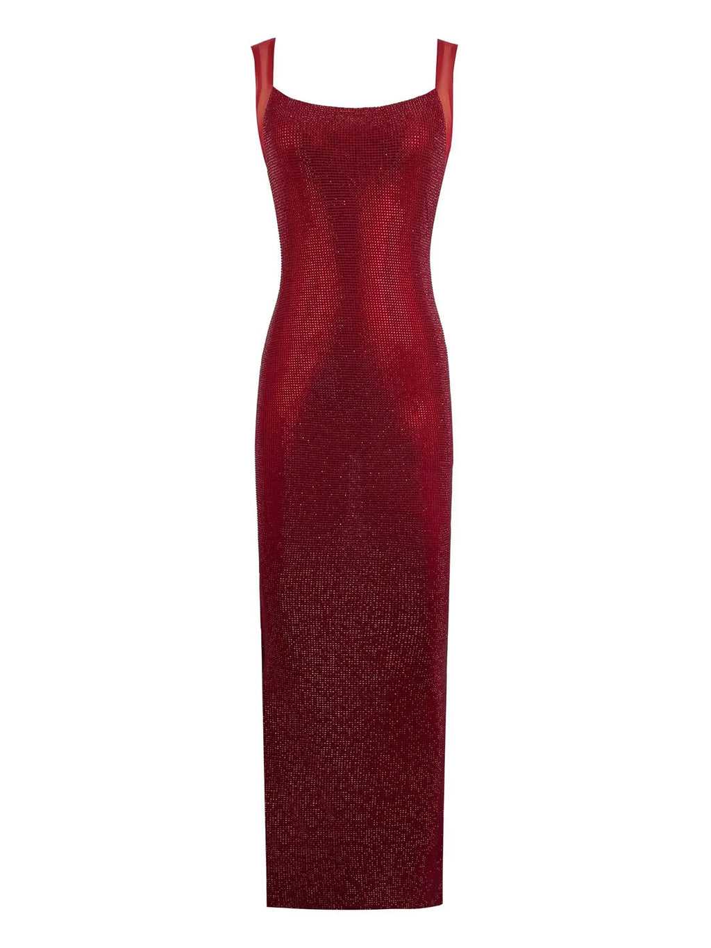 Rhinestone Backless V-Neck Maxi Dress