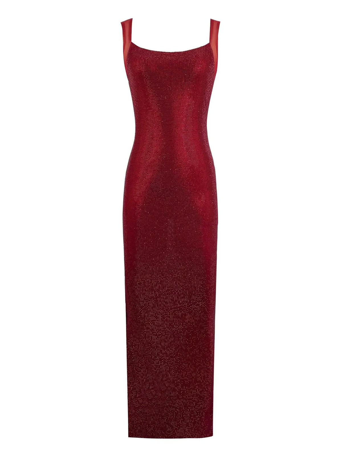 Rhinestone Backless V-Neck Maxi Dress