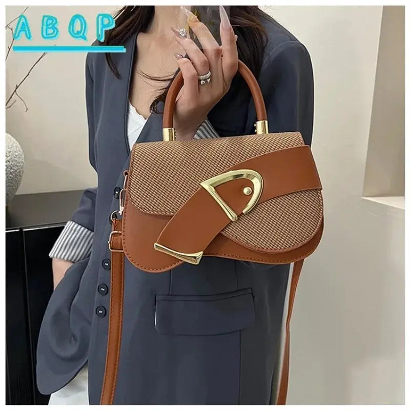Elegant Minimalist Golden-Tone Hardware Adjustable Durable Handbag LADYLYS