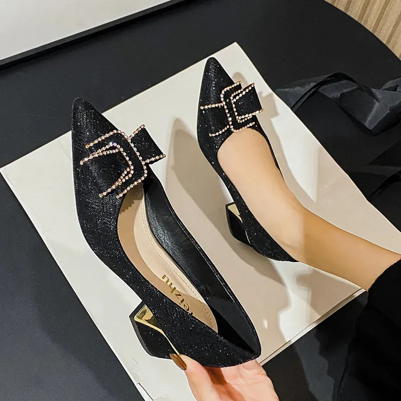 Women's Pointed-Toe Jacquard Block-Heel Pumps