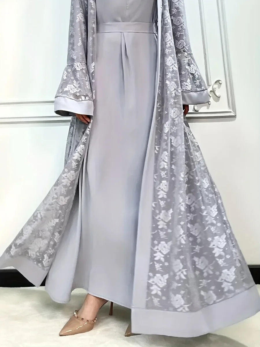 Ramadan Eid Prayer Lace Abaya 2 Piece Set Inner Dress LADYLYS