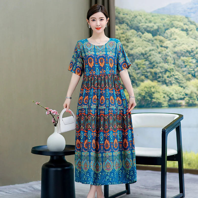 Summer Dresses Cotton Vintage Casual Print LADYLYS