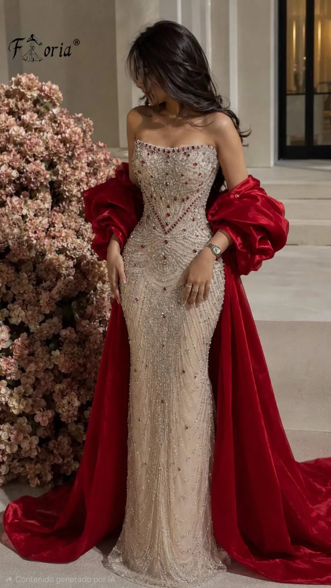 Women's Beaded Off-Shoulder Mermaid Evening Gown
