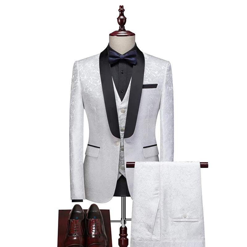 Men's Slim Fit 3-Piece Suit Set – Blazer, Vest & Trousers