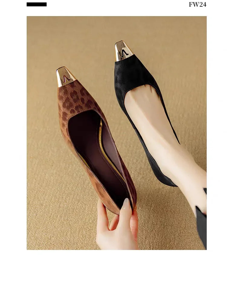 Elegant French Style High Heels – Leopard Print, Low Cut, Evening Shoes