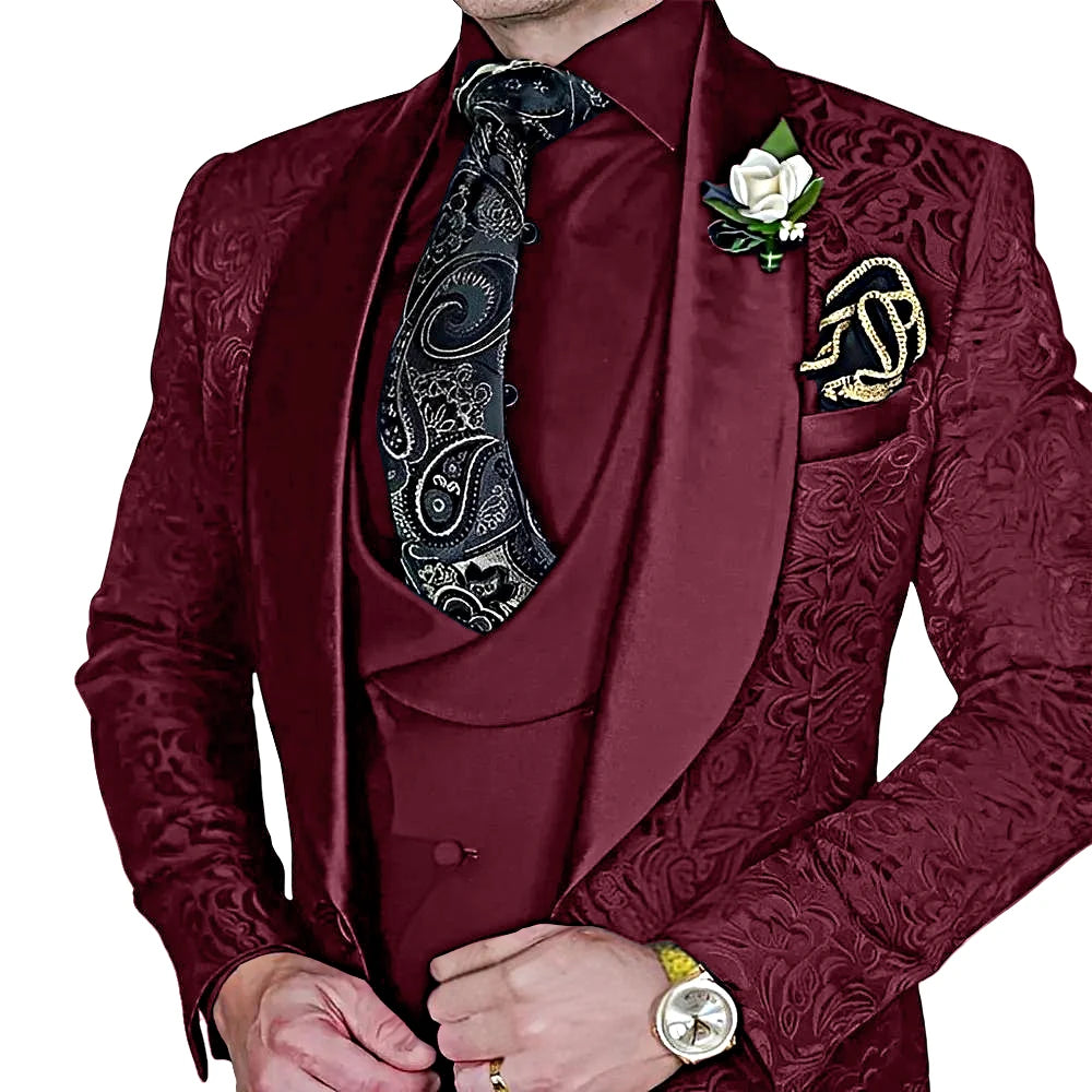 Elegant, high-quality 3-piece Jacquard suit set for men LADYLYS