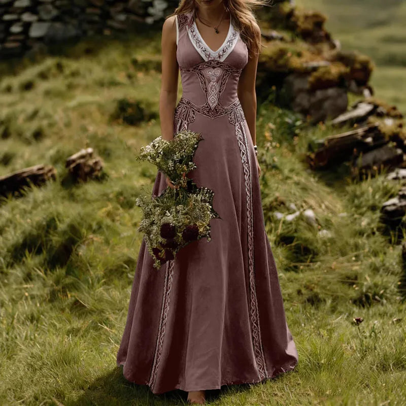 Ethnic summer Retro Print Swing Maxi Dress LADYLYS