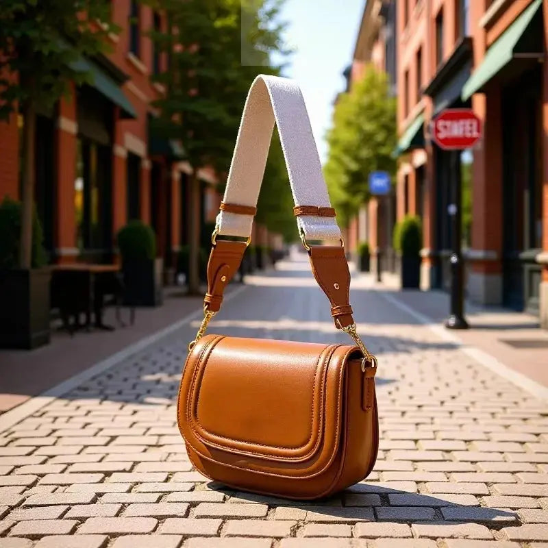 Crossbody Saddlebag with Wide Shoulder Strap Underarm Bag Street Trend PU LADYLYS