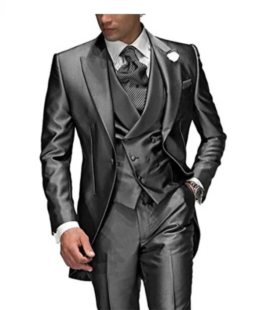 Men's 3-Piece Tuxedo Suit – Peak Lapel, 1-Button | Wedding & Formal