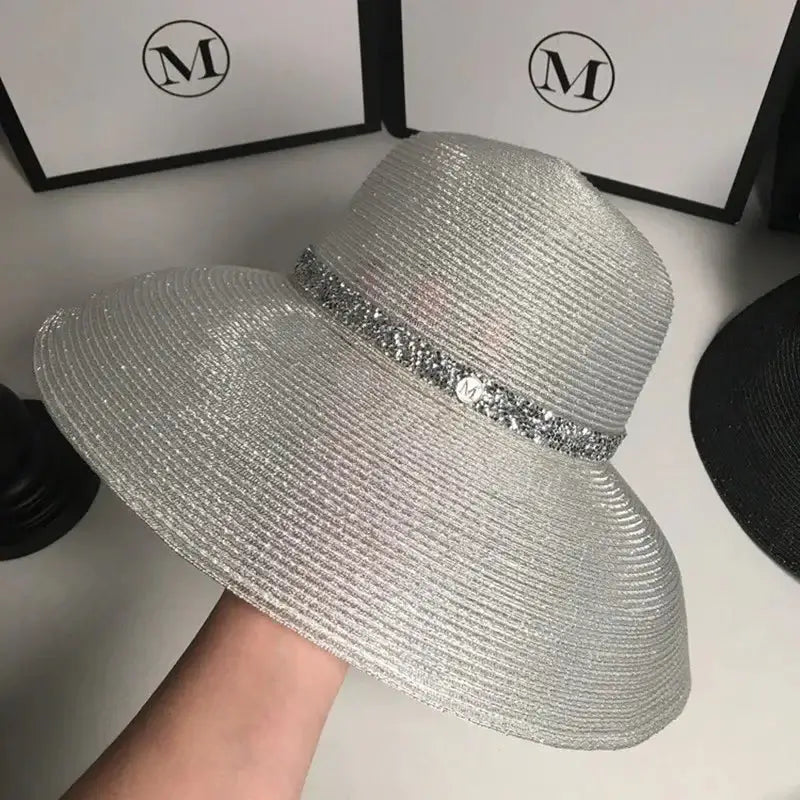 Bucket Hat Summer Hats for Women Fishing Hat Woolen Rhinestone Solid Color Basin Hat Leisure Outdoor Beach Sun Hat LADYLYS