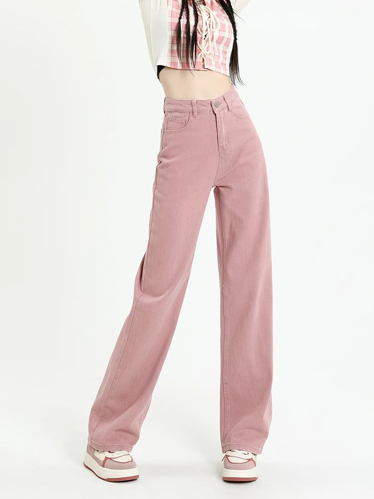 100% Cotton Women's Jeans Baggy Wide Leg Drape Casual Pants LADYLYS