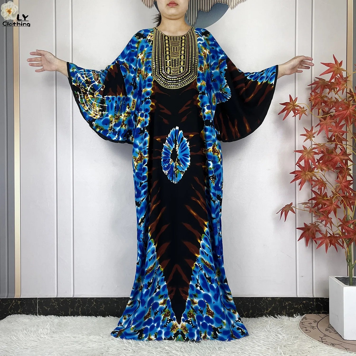 Summer Dress Bat Sleeve Casual Fashion Embroidered Round Neck LADYLYS