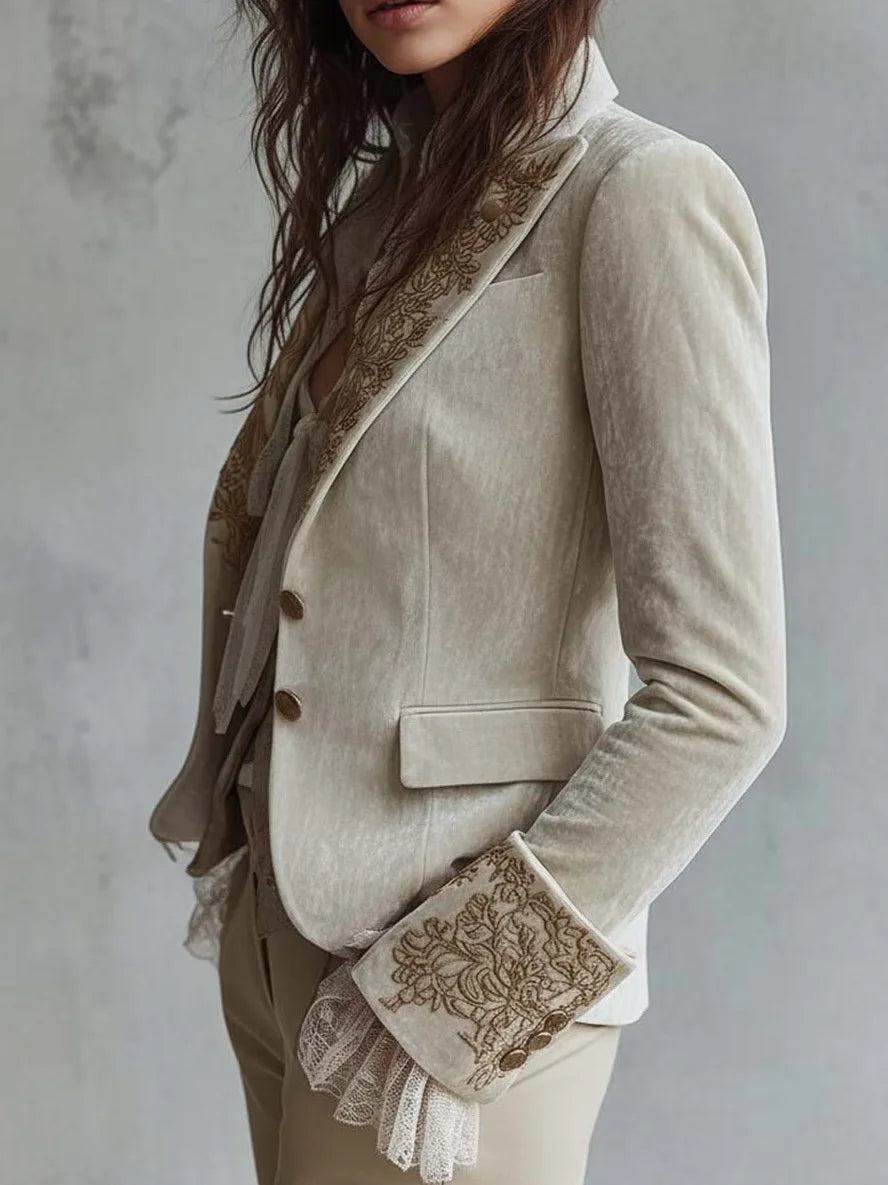 Women's Floral Bell-Sleeve Open Jacket