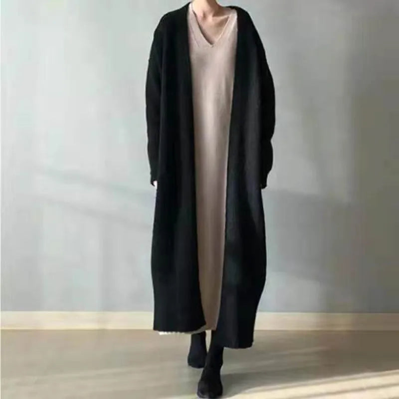 Women's Long Open-Front Knit Cardigan, Loose Fit