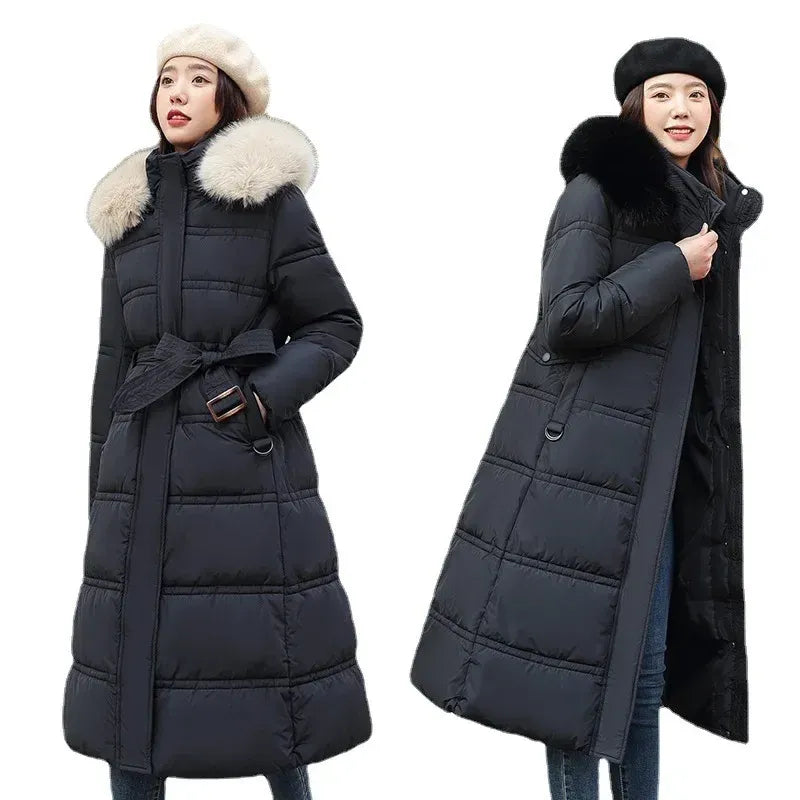 Women's Extra-Long Hooded Padded Parka