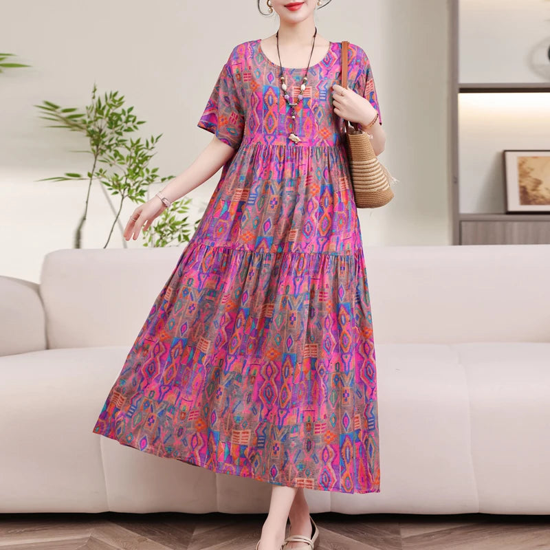 Summer Dresses Cotton Vintage Casual Print LADYLYS
