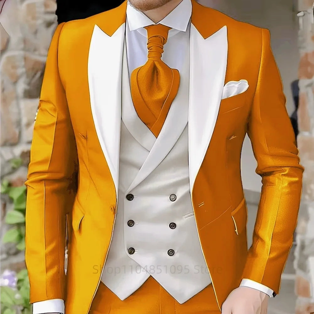 Elegant Peak Lapel Tuxedo 3-Piece Suit with Blazer Vest And Pants LADYLYS