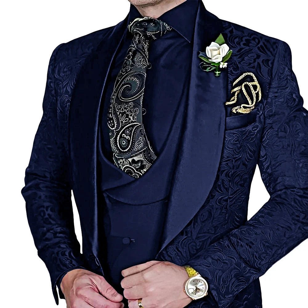 Elegant, high-quality 3-piece Jacquard suit set for men LADYLYS