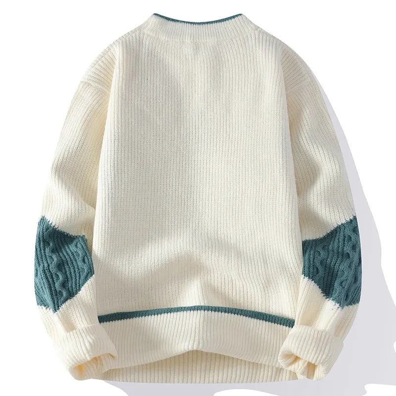 Men's Patchwork Knit Pullover Sweater