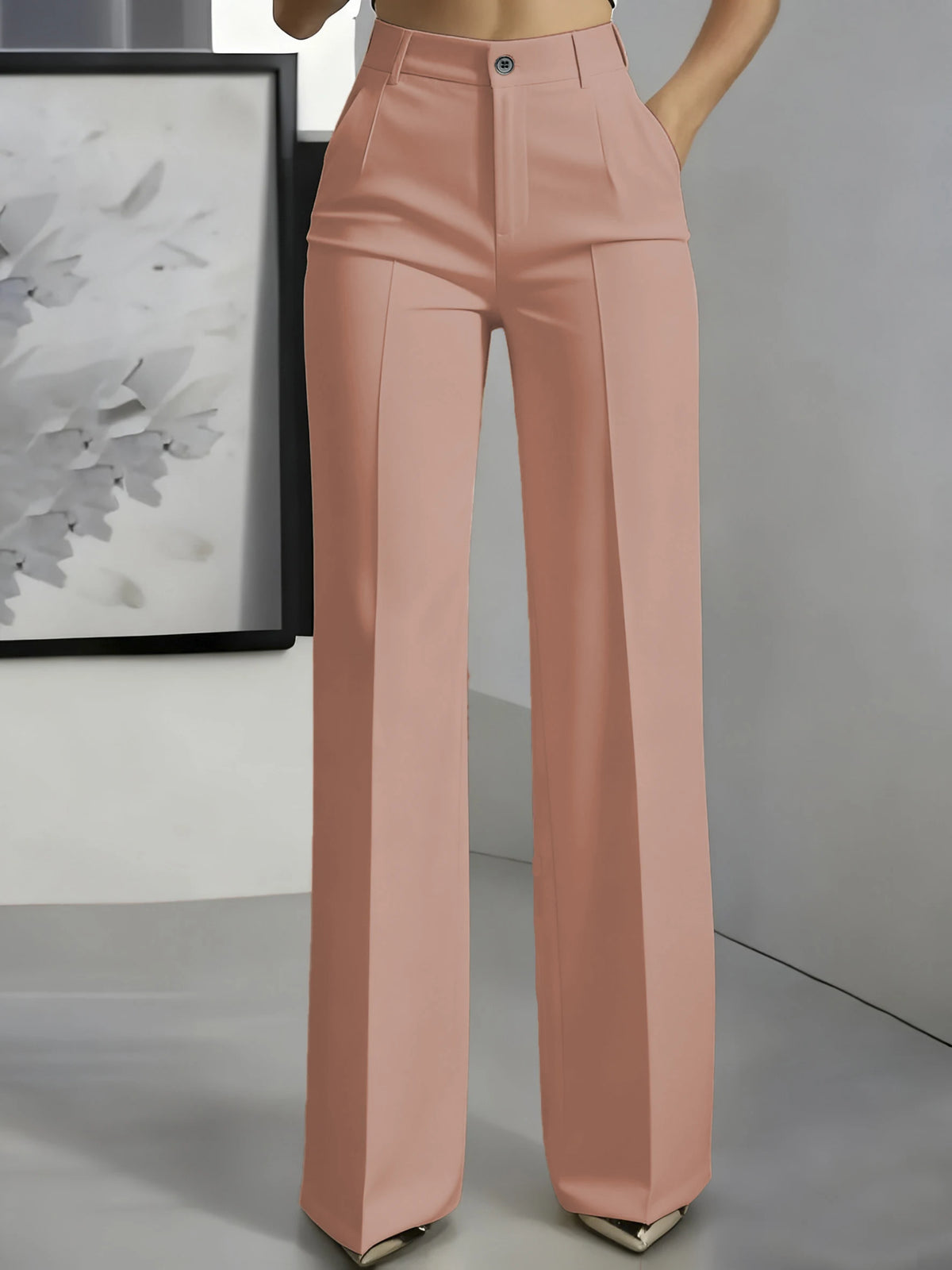 Women's High-Waisted Draped Straight-Cut Suit Trousers | Office & Workwear Fashion