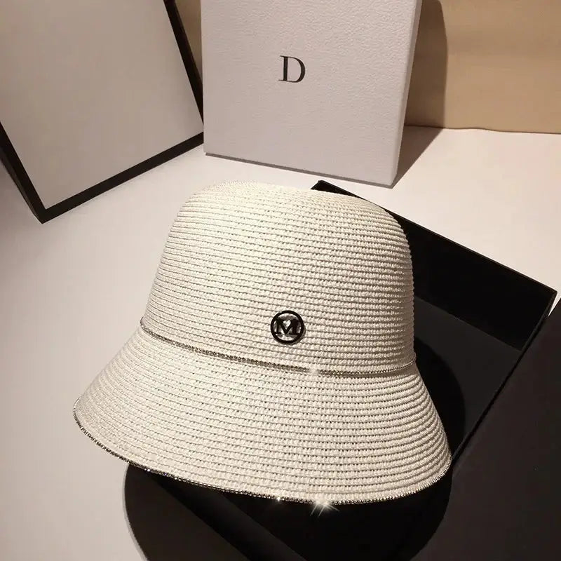 Bucket Hat Summer Hats for Women Fishing Hat Woolen Rhinestone Solid Color Basin Hat Leisure Outdoor Beach Sun Hat LADYLYS