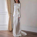Ivory Backless Mermaid Maxi Dress with Long Sleeves