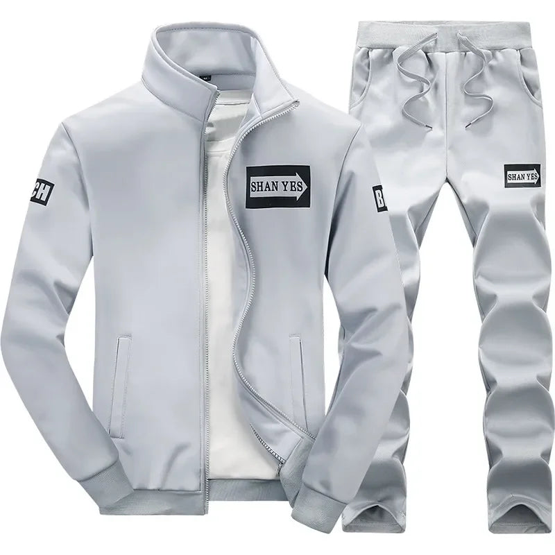 Men's Fleece Tracksuit Set – Zip Sweatshirt & Jogger Pants