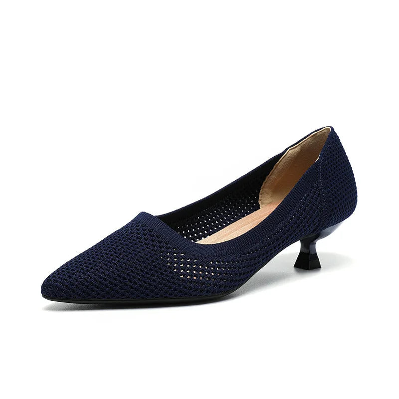 High-heeled shoes solid color knitted breathable rubber anti-skid LADYLYS