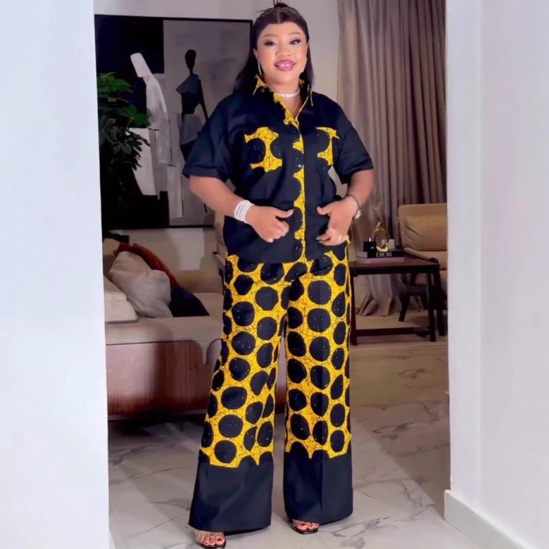 African-Inspired Dot Print 2-Piece Set – Women's Fashion Outfit