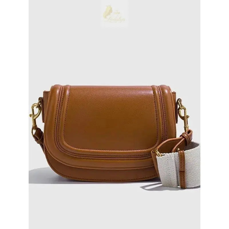 Crossbody Saddlebag with Wide Shoulder Strap Underarm Bag Street Trend PU LADYLYS