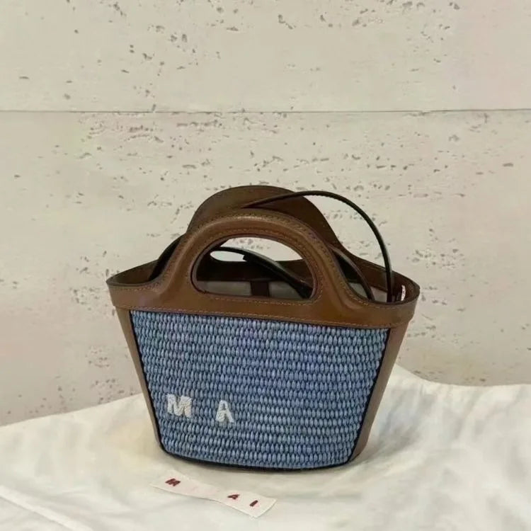 Handwoven Straw Cylinder Bag – Lafite Grass Crossbody & Shoulder Handbag for Women