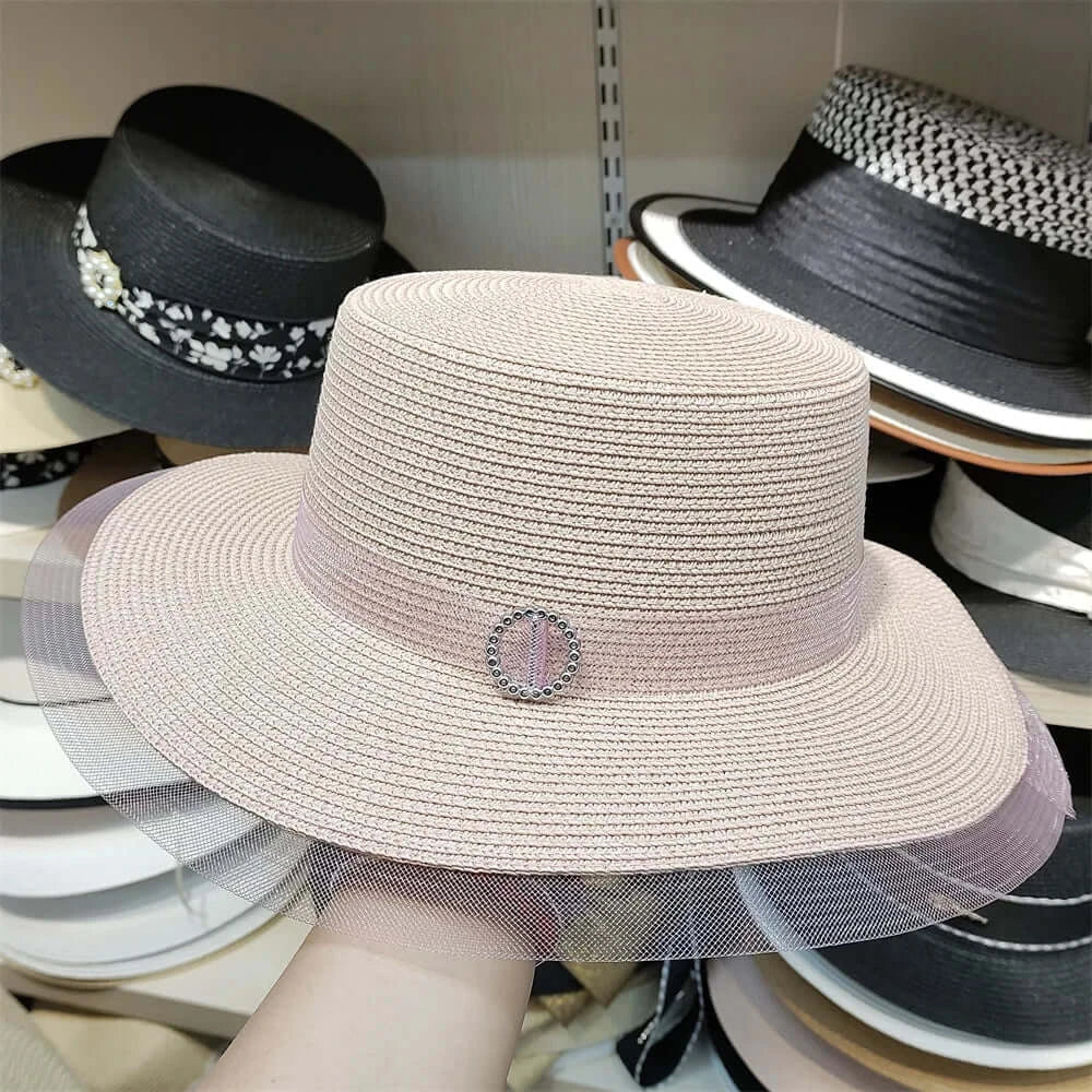 Bucket Hat Summer Hats for Women Fishing Hat Woolen Rhinestone Solid Color Basin Hat Leisure Outdoor Beach Sun Hat LADYLYS