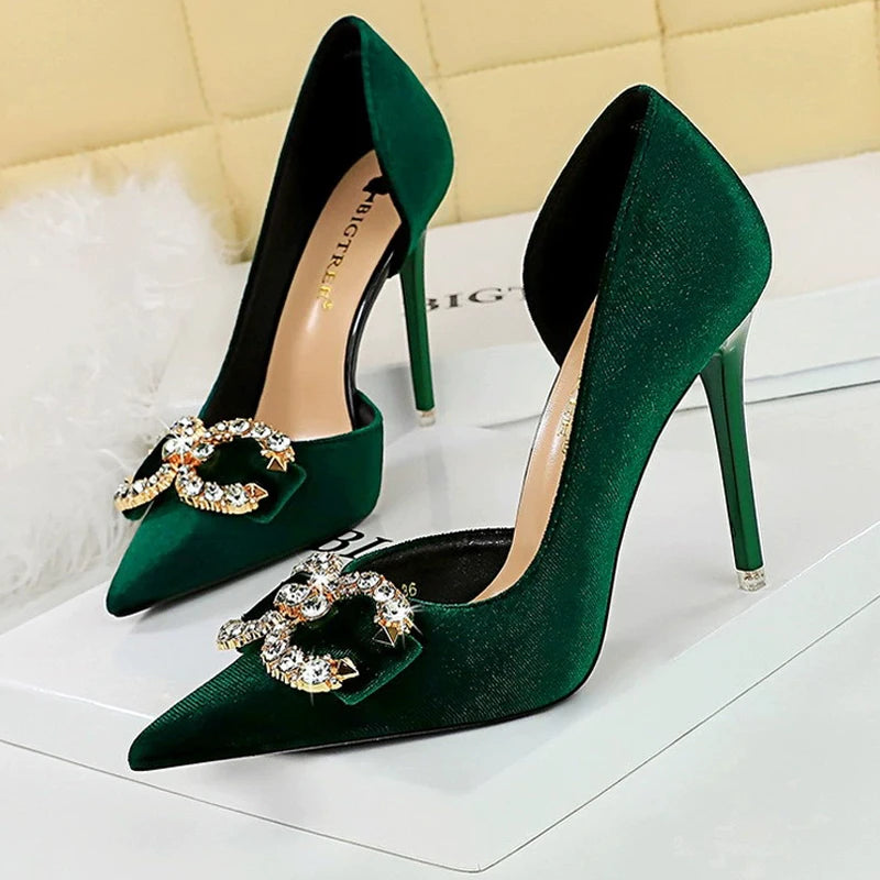 Luxury high heels Women 7 cm 10.5 cm stilettos Metal Rhinestone LADYLYS