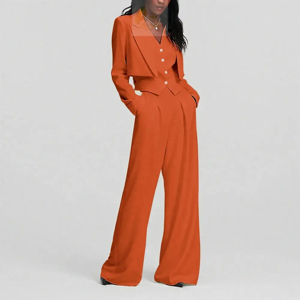 Elegant Single Button Women Pants Set New Female Three Pieces(Blazer+Trousers+Vest) LADYLYS