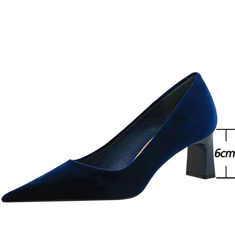 Women's Flocked Pointed-Toe High-Heel Pumps
