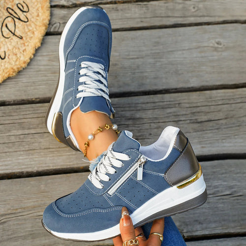 Casual Thick Bottom Pre-Tied Laces High Top Leisure round PU Mesh Inner Fall Season LADYLYS