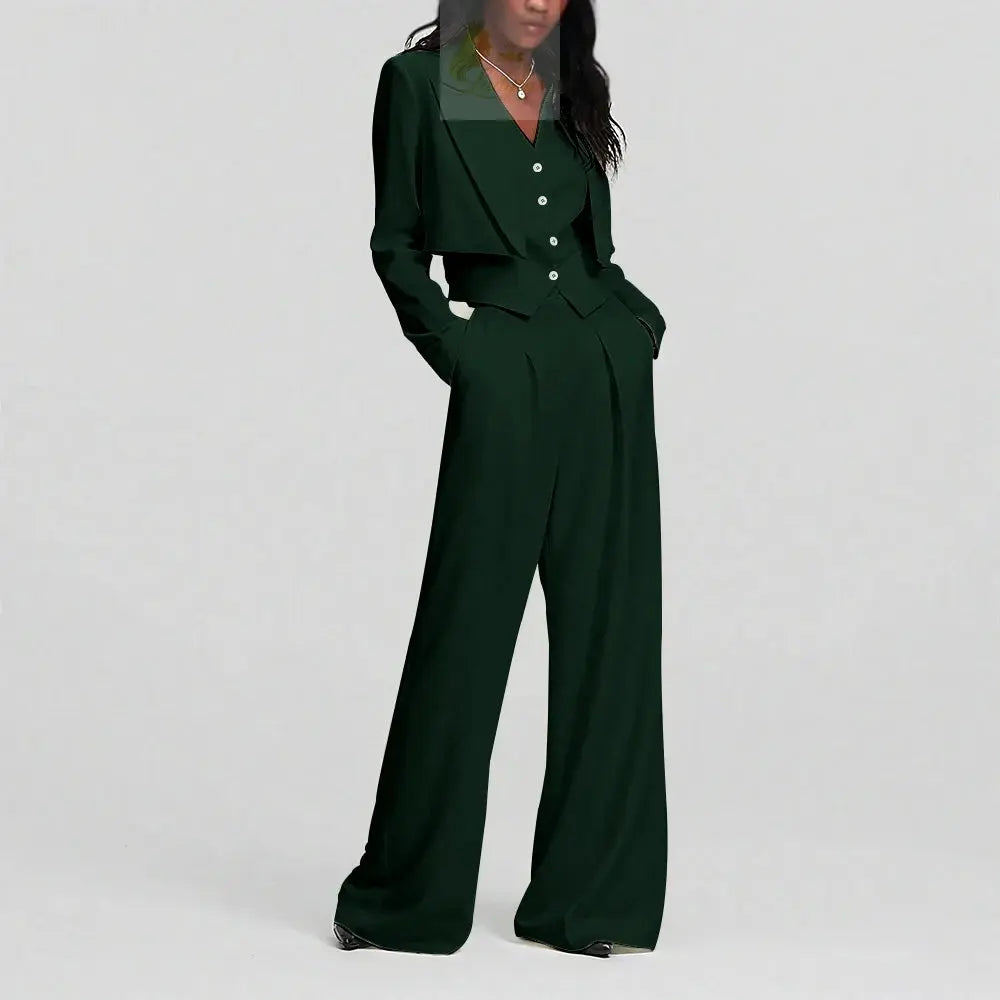 Elegant Single Button Women Pants Set New Female Three Pieces(Blazer+Trousers+Vest) LADYLYS
