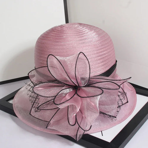 Elegant Sunshade Hats Organza Fabric Summer Floral LADYLYS