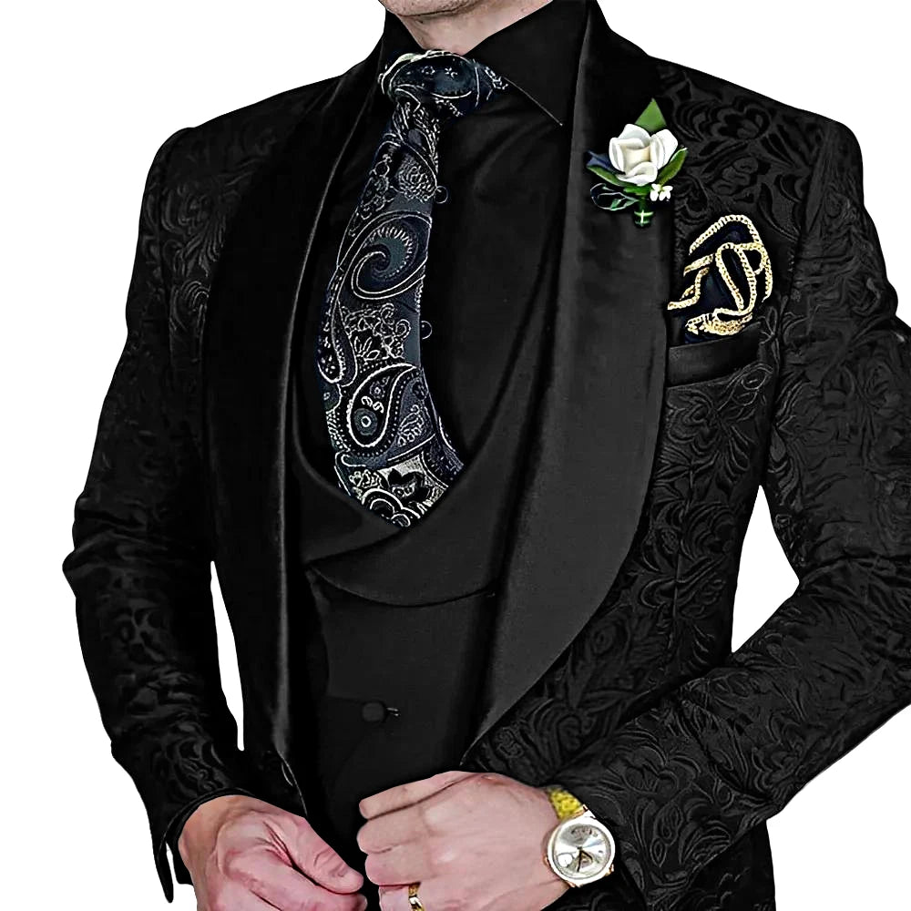 Elegant, high-quality 3-piece Jacquard suit set for men LADYLYS