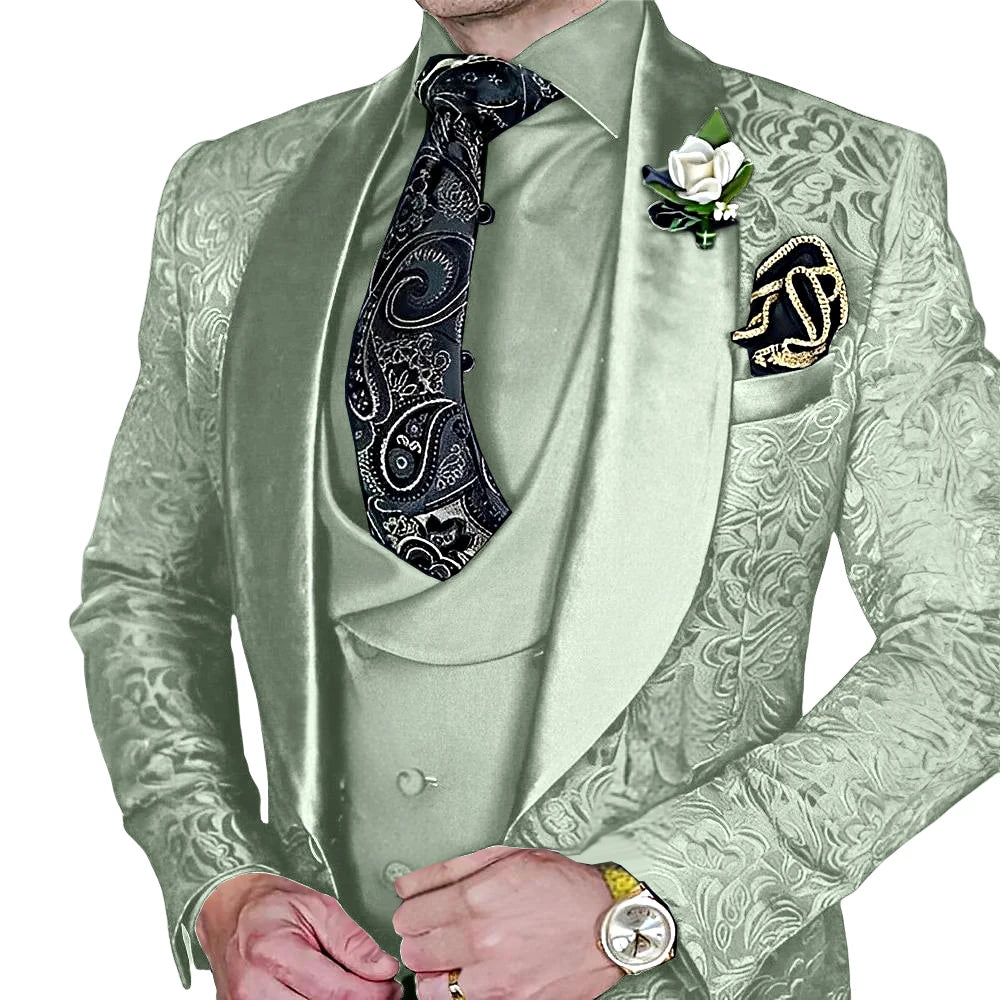 Elegant, high-quality 3-piece Jacquard suit set for men LADYLYS