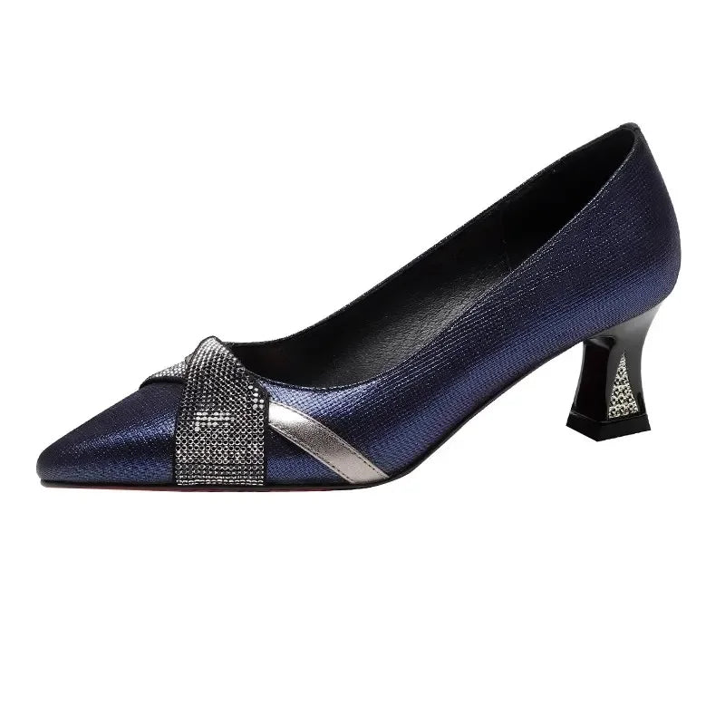 Women's Patent Pointed-Toe Slingback Block-Heel Pumps
