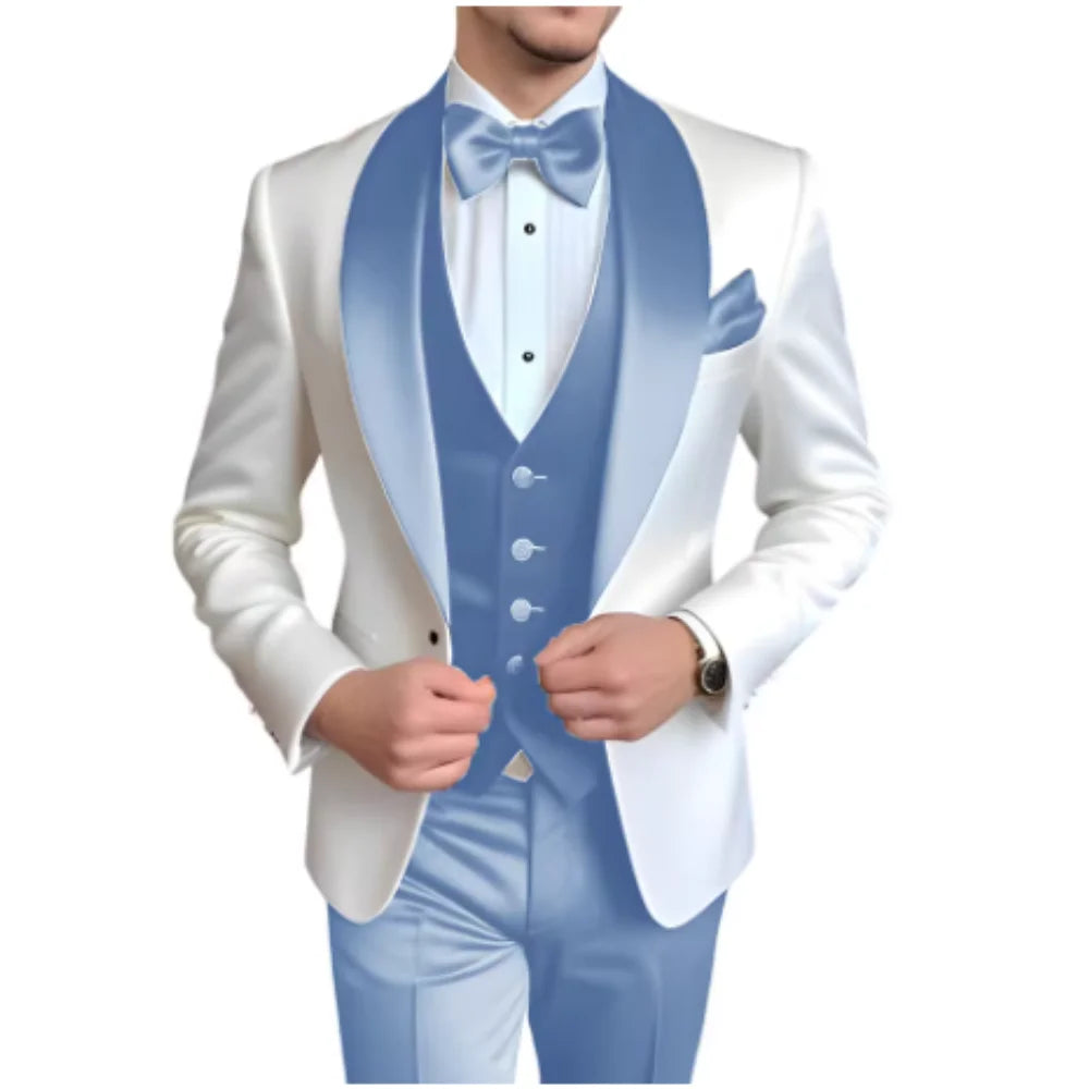 3-Piece Tuxedo with Scarf Lapel Smoking Suit LADYLYS