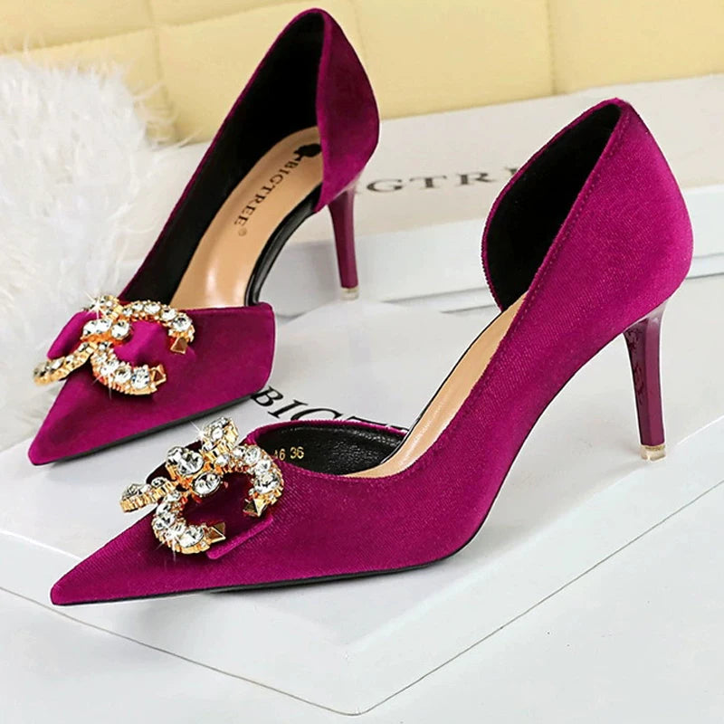 Luxury high heels Women 7 cm 10.5 cm stilettos Metal Rhinestone LADYLYS