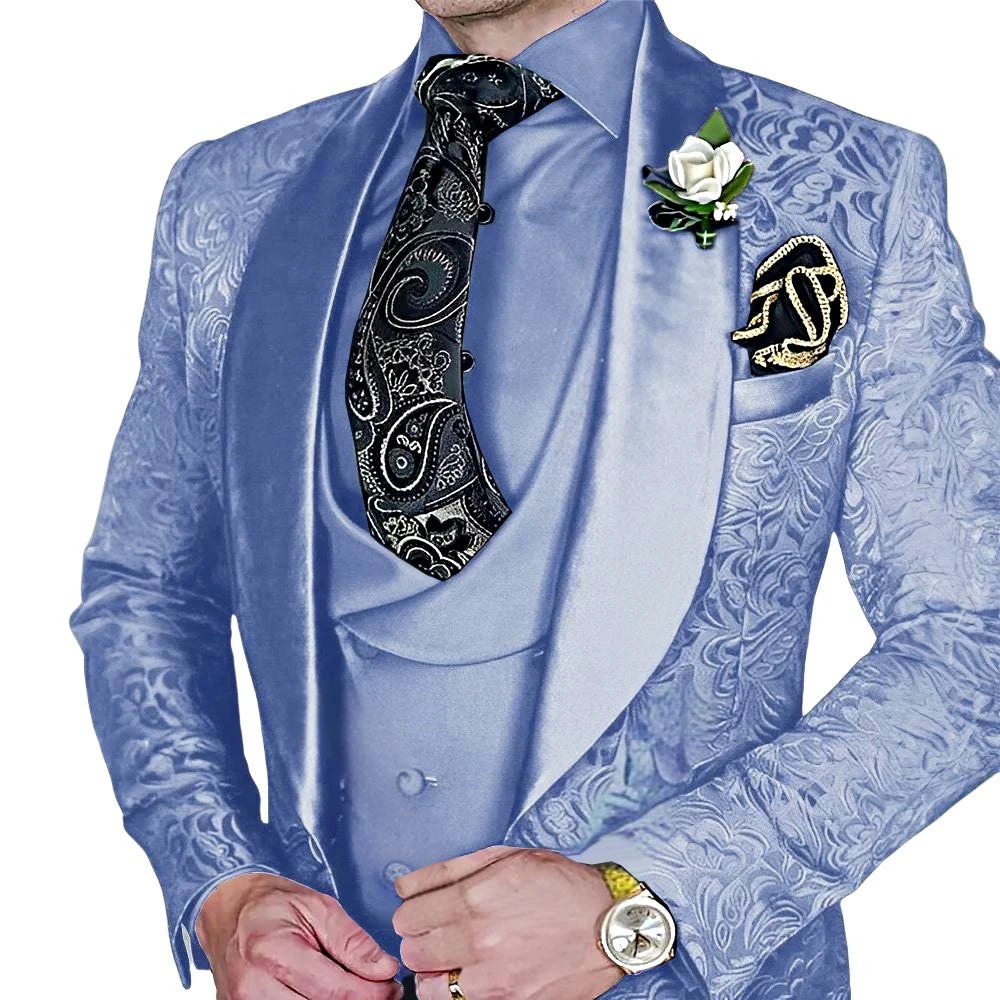 Elegant, high-quality 3-piece Jacquard suit set for men LADYLYS
