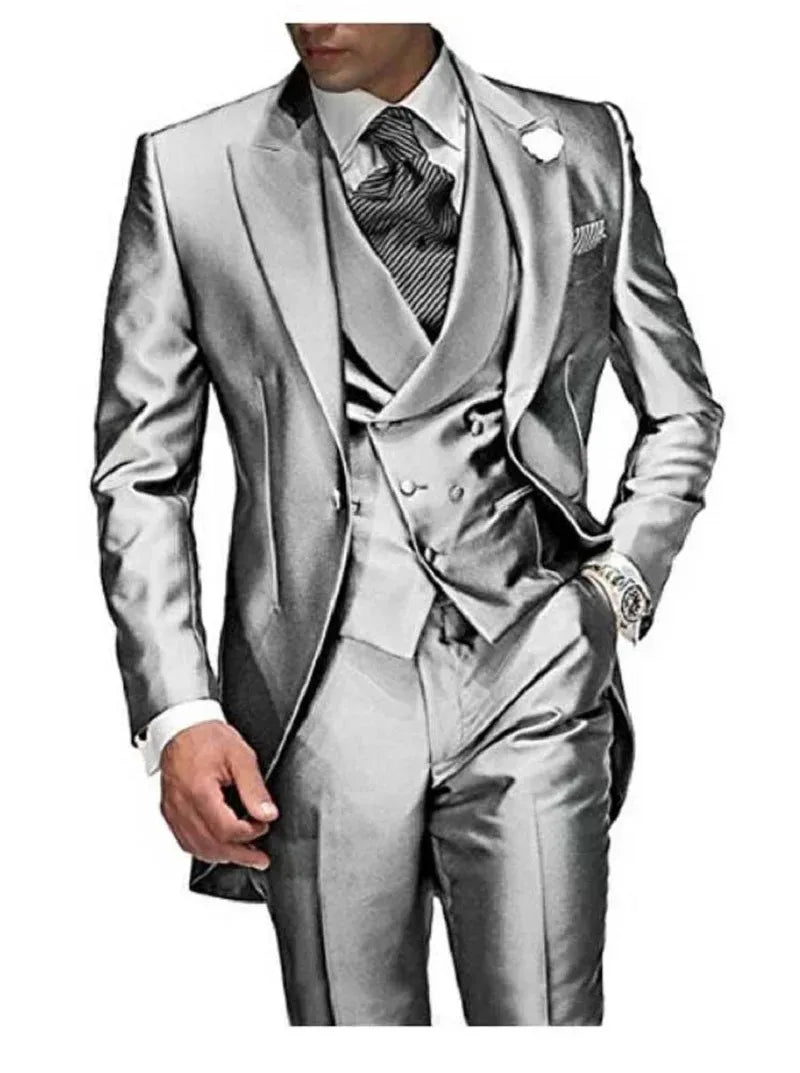 Men's 3-Piece Tuxedo Suit – Peak Lapel, 1-Button | Wedding & Formal