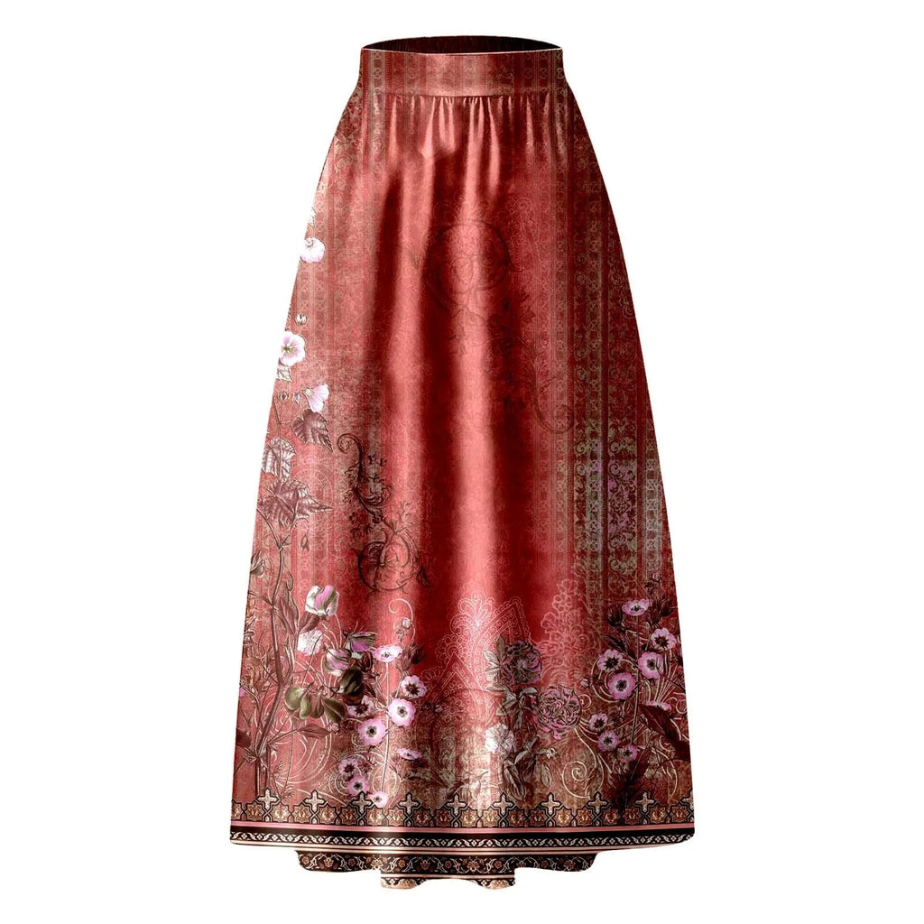 High Waist Pocket Skirts For Women Fashion Bohemian Floral Print Maxi Skirt LADYLYS