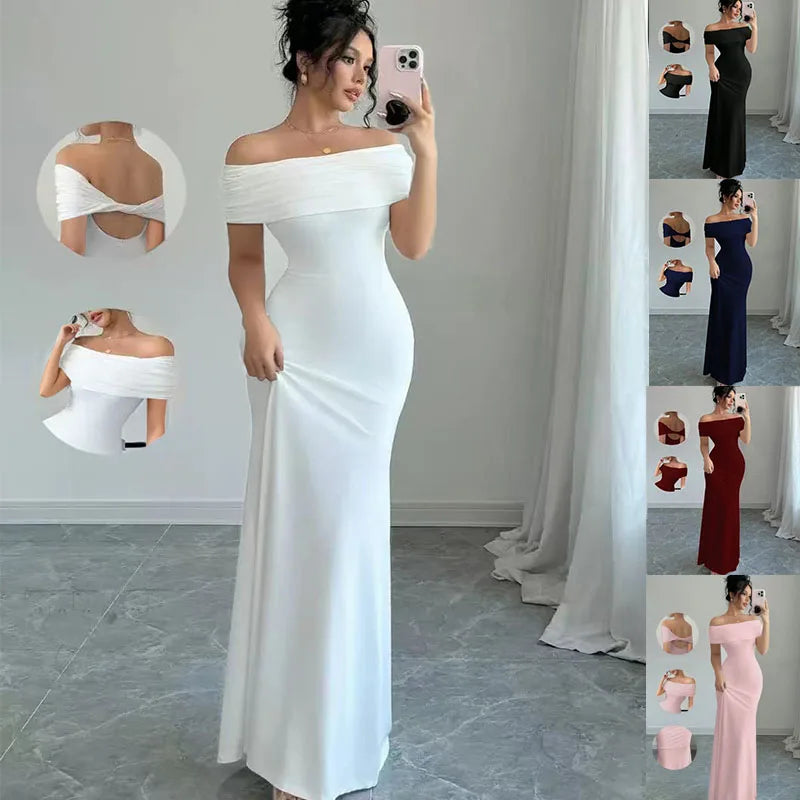 Off-Shoulder Bandage Bodycon Midi Dress – Sleeveless Cocktail Dress